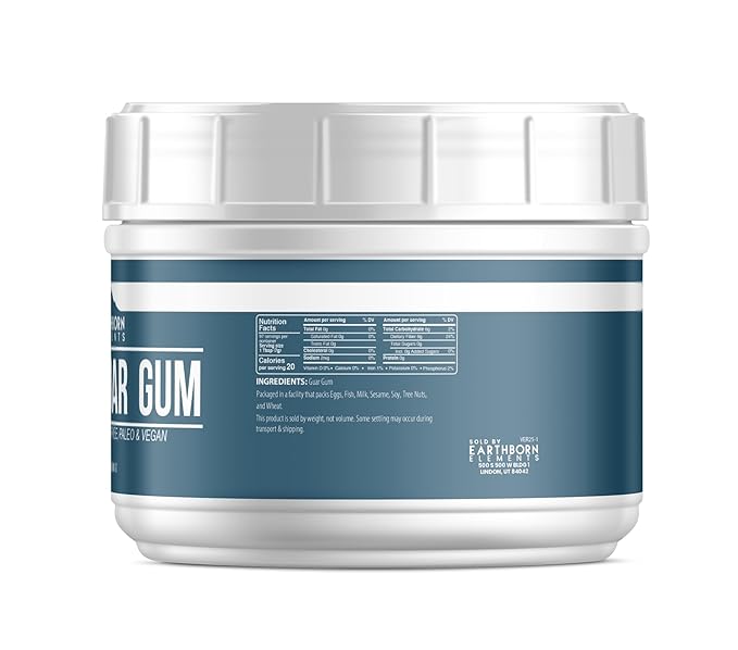 Earthborn Elements Guar Gum Powder, 1.5 lb, Gluten-Free Food Thickener & Binder, Baking, Resealable