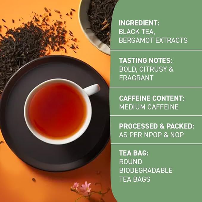 HANDPICK, Earl Grey Black Tea Bags (100 Count) Bergamot Oil | Caffeinated, Earl Grey Tea Bags |