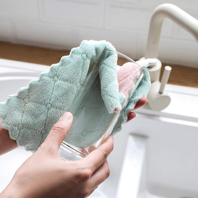 kimteny 12 Pack Kitchen Cloth Dish Towels, Premium Dishcloths, Super Absorbent Coral Velvet