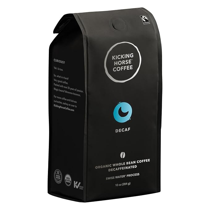 Kicking Horse Coffee, Decaf, Swiss Water Process, Dark Roast, Whole Bean, 10 Oz - Certified