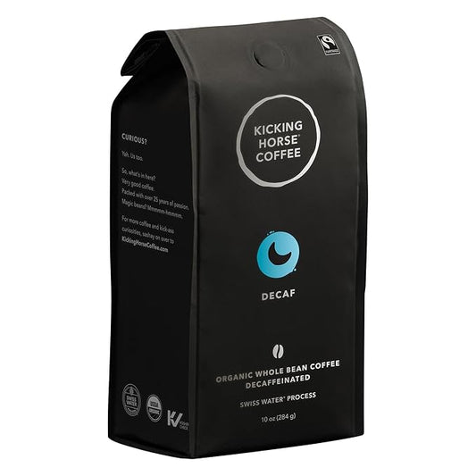 Kicking Horse Coffee, Decaf, Swiss Water Process, Dark Roast, Whole Bean, 10 Oz - Certified
