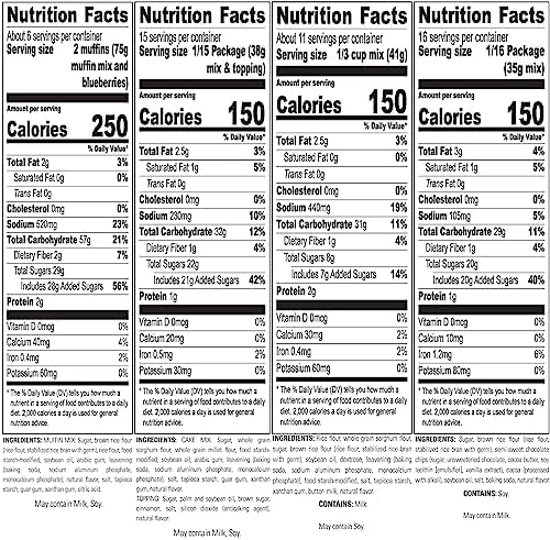 Krusteaz Gluten Free Mix Variety Pack: Blueberry Muffin, Cinnamon Crumb Cake, Double Chocolate