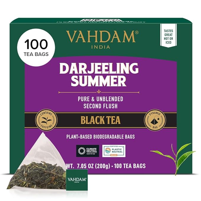 VAHDAM, Darjeeling Black Tea Bags (100 Count) High Caffeine, Non GMO, Gluten Free | Smooth & Sweet