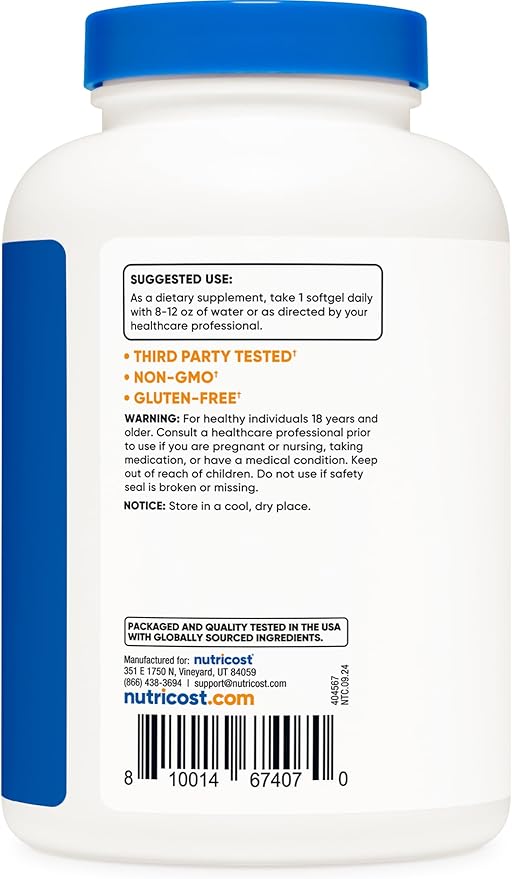 Nutricost Coconut Oil Softgels (1000mg) 240 Softgels - Extra Virgin Coconut Oil - Gluten Free and