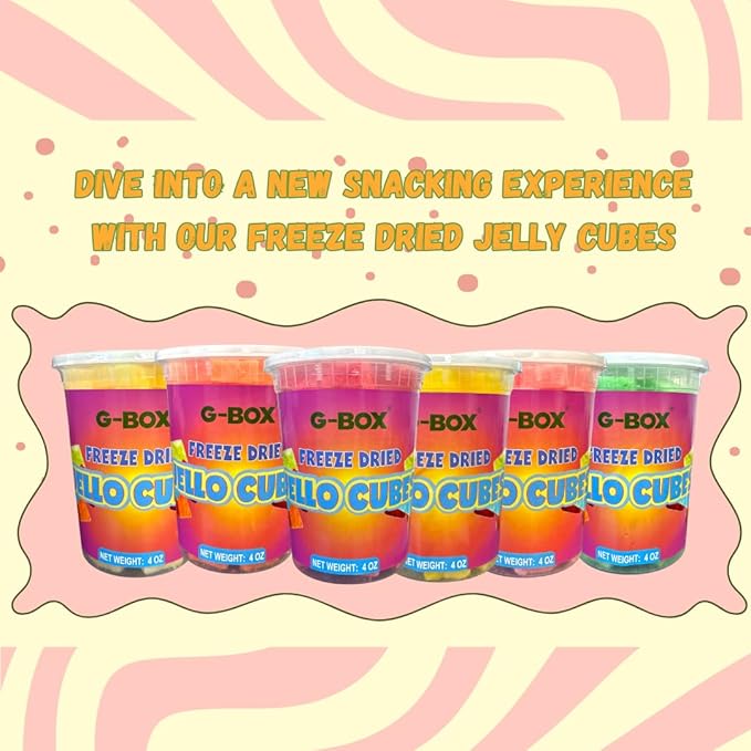 G-Box Freeze-Dried Strawberry Jello Cubes - 4 oz | USA-Made Freeze Dried Strawberries |