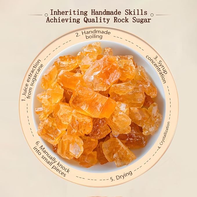 Yellow Rock Sugar Natural Organic 17.64 Oz Traditional Sugar- Essential For Baking/Drinking/Cooking