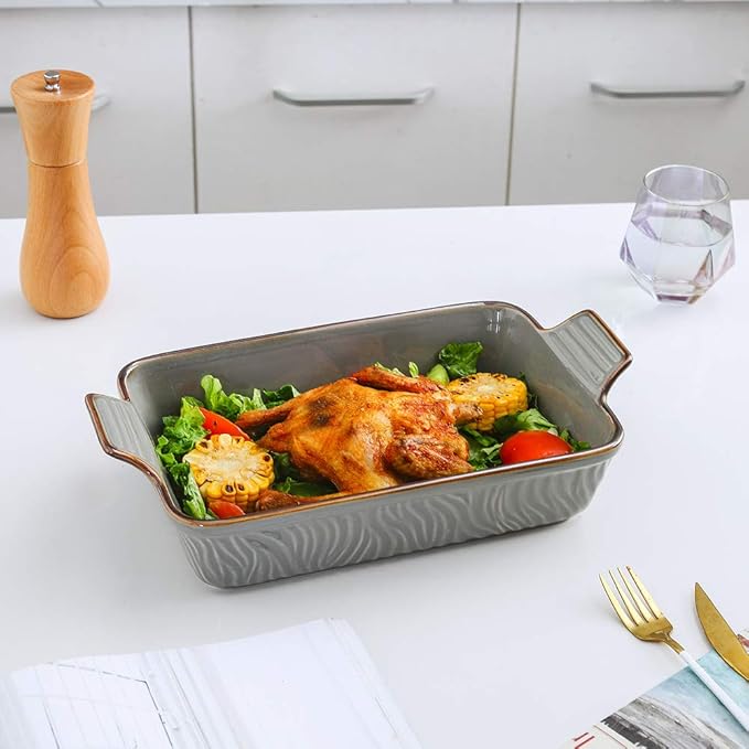 KOOV Bakeware Set, Ceramic Baking Dish Set, Rectangular Casserole Dish Set, Lasagna Pans for