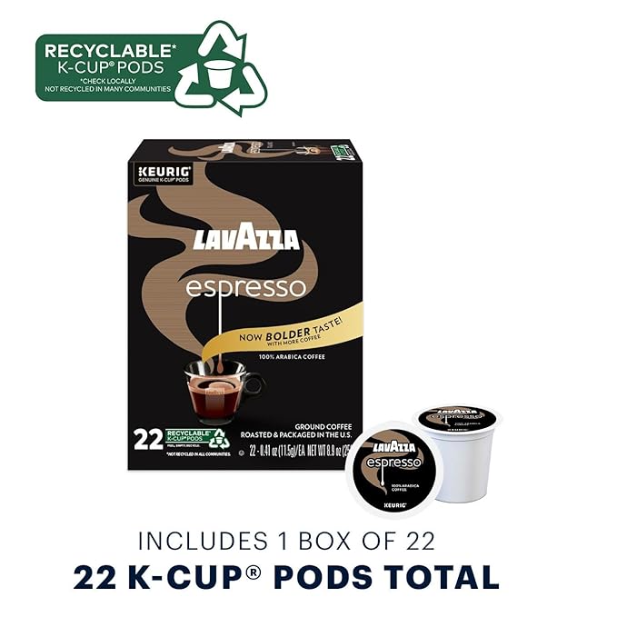 Lavazza Espresso Italiano Single-Serve Coffee K-Cup® Pods for Keurig® Brewer, Medium Roast, 22
