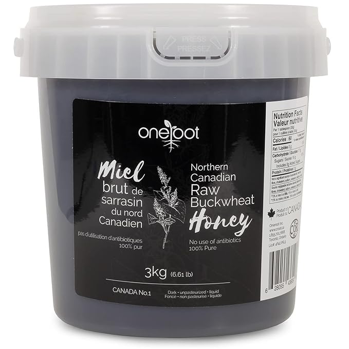 OneRoot Raw Buckwheat Honey - Unheated, Unfiltered and Unprocessed Natural Dark Honey, Rich in
