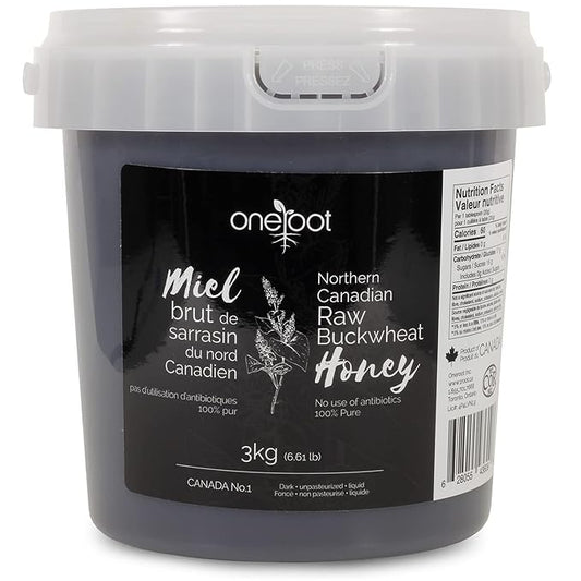 OneRoot Raw Buckwheat Honey - Unheated, Unfiltered and Unprocessed Natural Dark Honey, Rich in