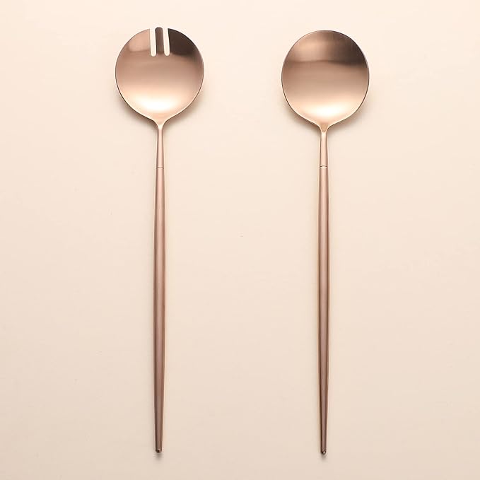 Salad Servers,Spoon and Fork Set 11.41 inch,18/10 Stainless Steel Salad Serving Titanium Plating