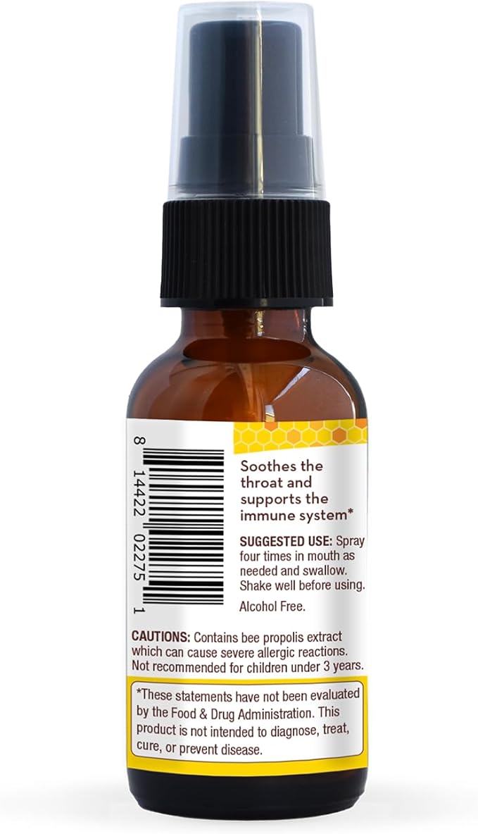 Wedderspoon Propolis and Manuka Honey Throat Spray, Lemon & Ginger, 1 Fl Oz (Pack of 1), Sore