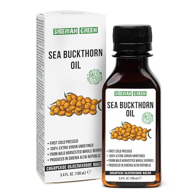 Siberian Sea Buckthorn Oil | 100% Natural Extra Virgin Cold Pressed 100 ml / 3.4 fl oz | Unrefined