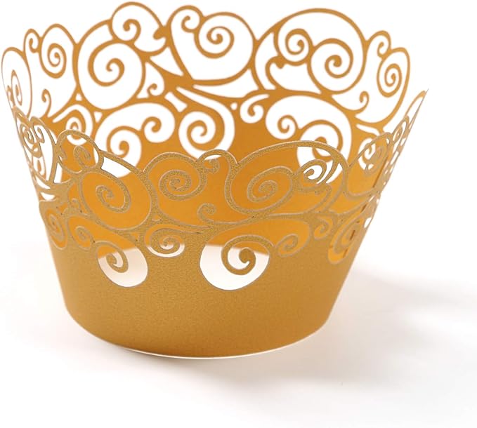 Cupcake Wrappers, KPOSIYA 100 Pack Cupcake Wraps Filigree Artistic Bake Cake Paper Cup Little Vine