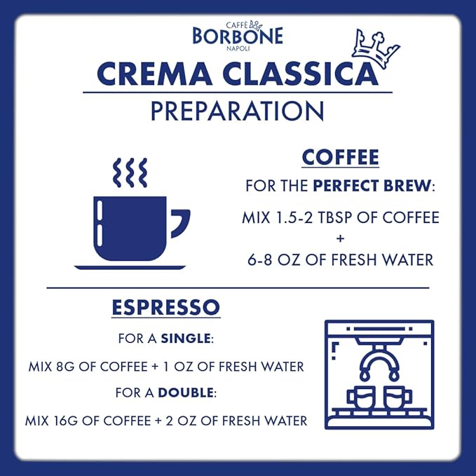 Caffe Borbone Whole Bean Coffee, Medium Roast Arabica and Robusta Blend, Crema Classica