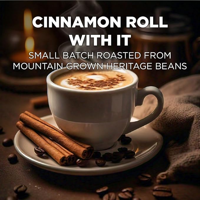 Maud's Cinnamon Roll Flavored Coffee Pods, 50 ct, Medium Roast Flavored Coffee in Recyclable Single