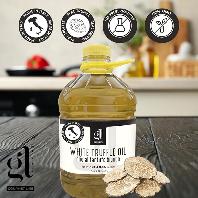 White Truffle Oil Bulk 3 liters (97 fl.oz), Non-GMO, Foodservice Truffle Oil, Made in Italy, GL