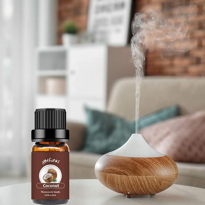 yethious Coconut Essential Oil for Diffuser, Skin, Hair, Massage Pure Natural Organic Coconut Oil