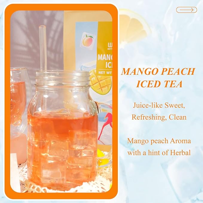 WT WEETEE Mango Peach Iced Tea, 100 Count Cold Brew Tropical Fruit Flavored Iced Tea Bags