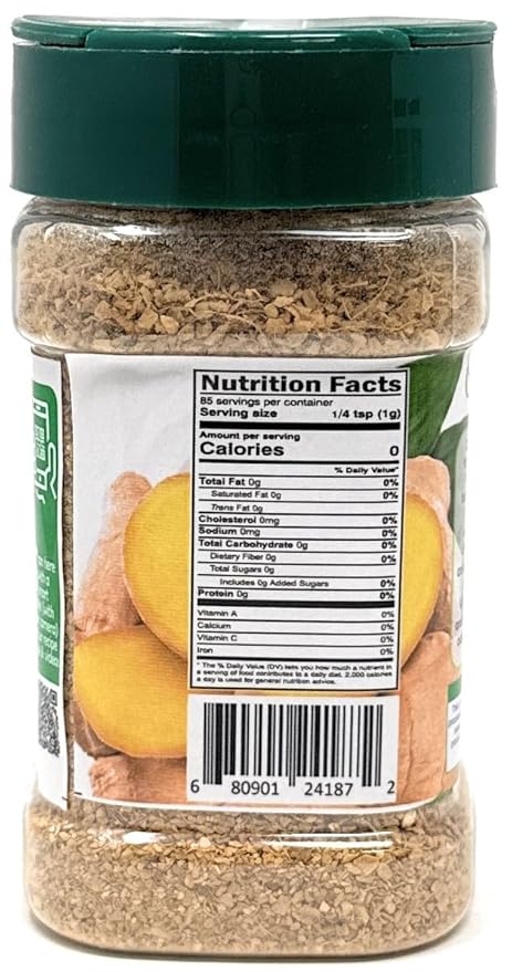 Rani Organic Granulated Ginger (Adarak Granules) 3oz (85g) PET Jar ~ All Natural | Gluten Friendly