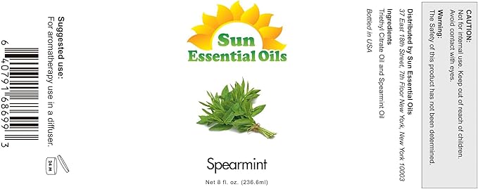 Sun Essential Oils Spearmint Essential Oil 8 oz ??for Diffusers, Massage & Aromatherapy