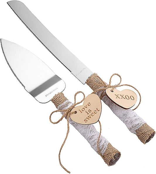 TANG SONG Rustic Style Stainless Steel Wedding Cake Knife and Serving Set Resin Plastic Handle with