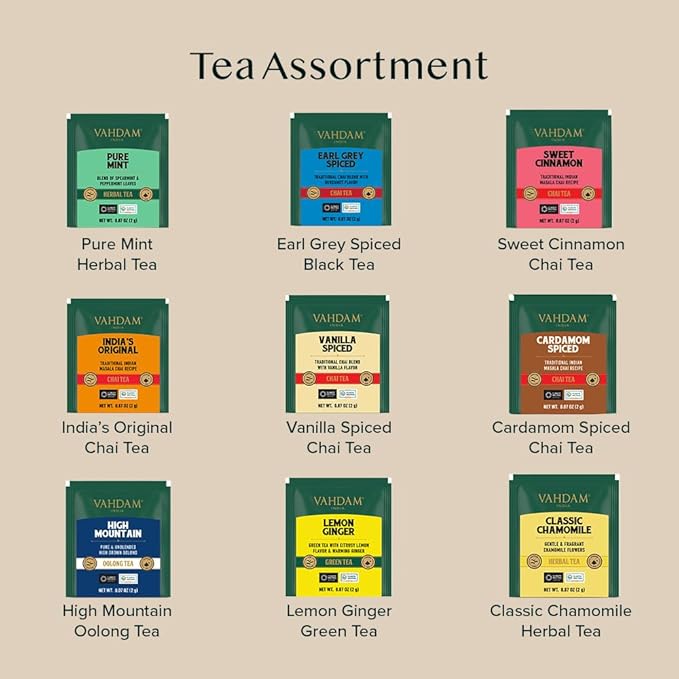 VAHDAM, Limited Edition - Hanukkah Tea Gift Basket | 9 Delicious Variety Pyramid Tea Bags | Perfect