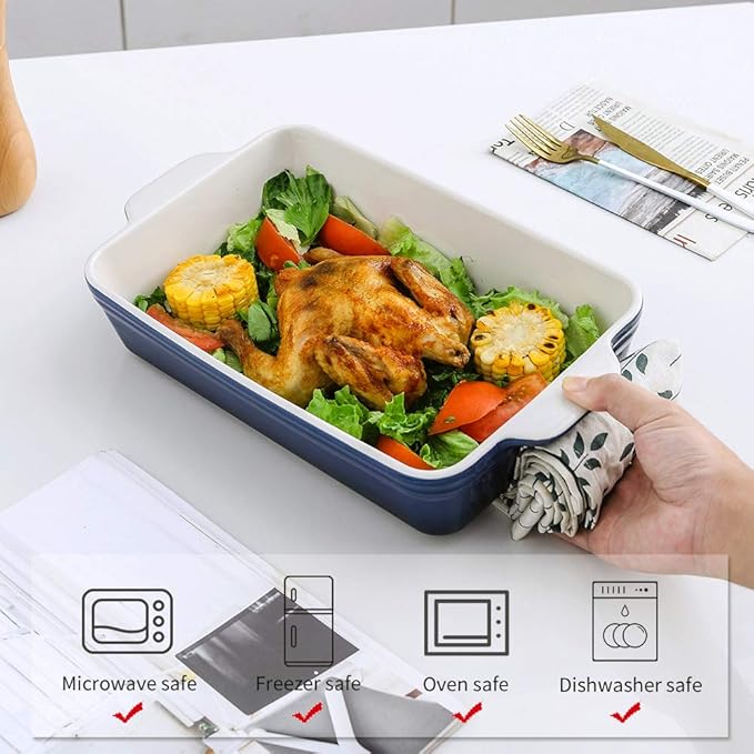 KOOV Bakeware Set, Ceramic Baking Dish Set, Rectangular Casserole Dish Set, lasagna Pan, Baking