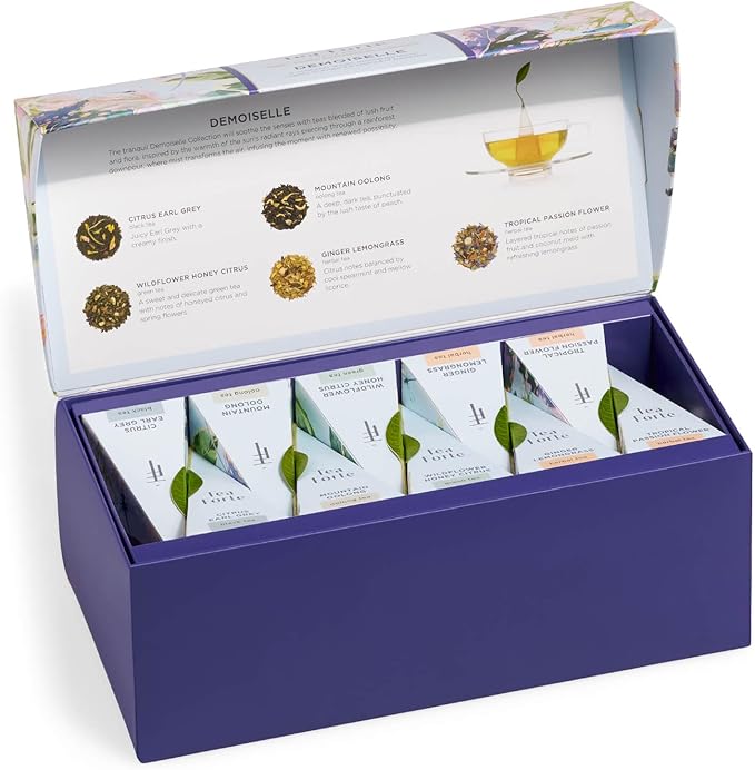 Tea Forte Demoiselle Premium Tea Presentation Box Tea Gift Sampler, 20 Count, 2 of Each Variety