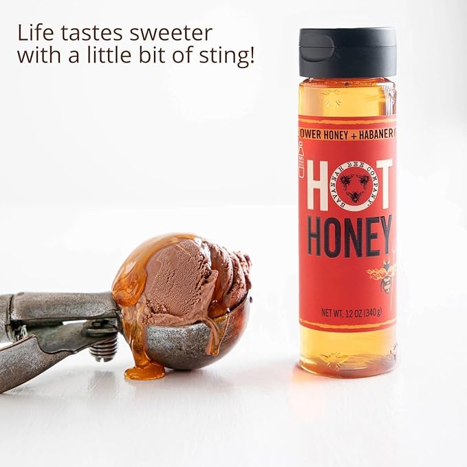 Savannah Bee Company Hot Honey Gluten Free and 100% Pure Honey Infused with Sweet Wildflower- Heat