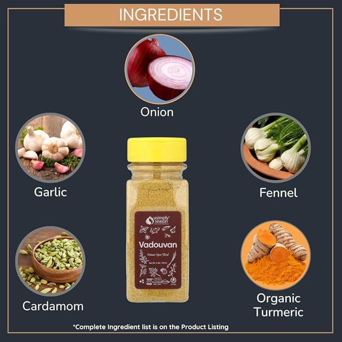 USimplySeason Vadouvan Curry (6 oz) - French Indian Fusion Seasoning Spice Blend for Meat Rubs and