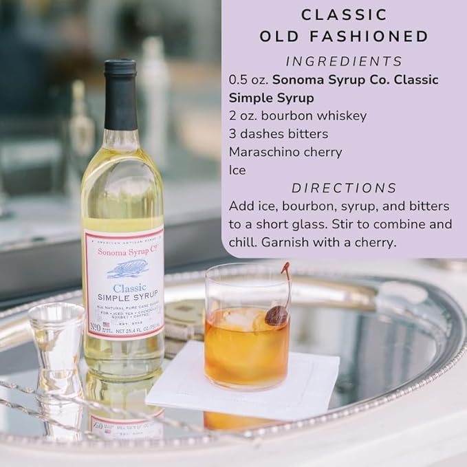 Sonoma Syrup Co. Classic Simple Syrup 25.4 fl oz | for Coffee, Cocktails, and Cooking | Hand
