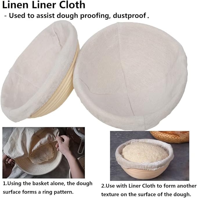7 inches Round Banneton Basket for Bread Proofing, Dough Proofing Bowls with Removable Liner, Good
