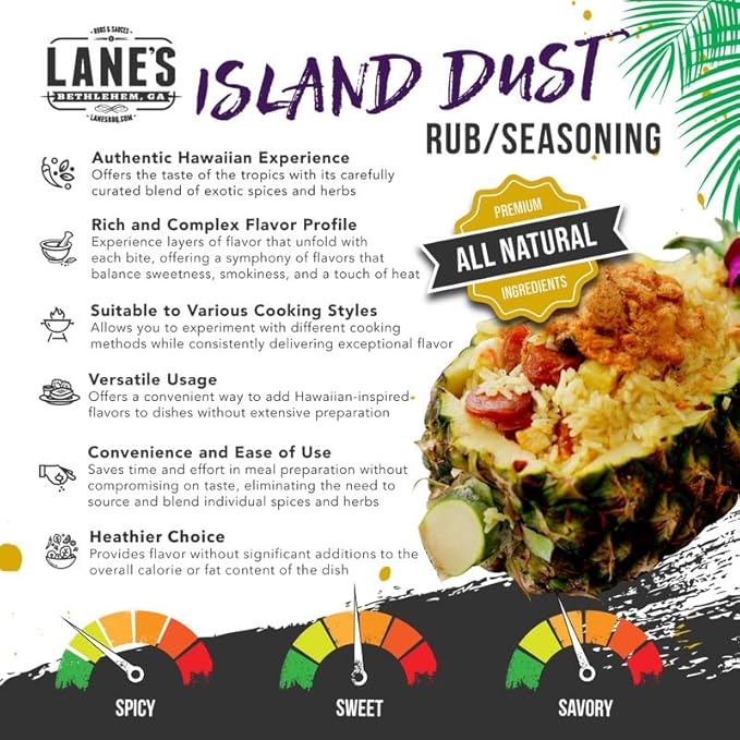 Lane's Island Dust Rub Alaea Hawaiian Sea Salt Seasoning Salt, All-Natural Hawaiian Alea Red Sea