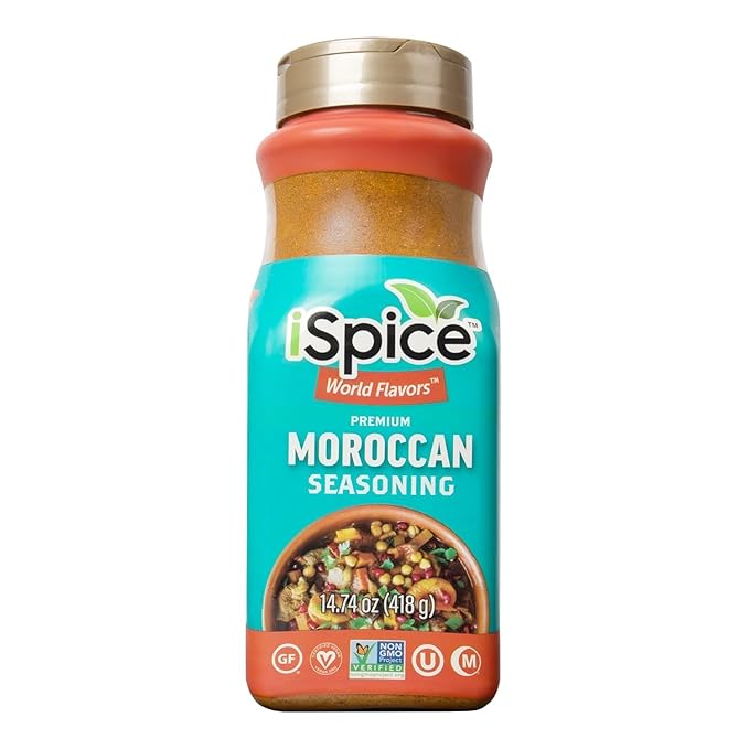 iSpice Blend | Moroccan Seasoning | 14.74 oz | Mixed Spice & Seasoning | Bulk Size | Halal | Kosher