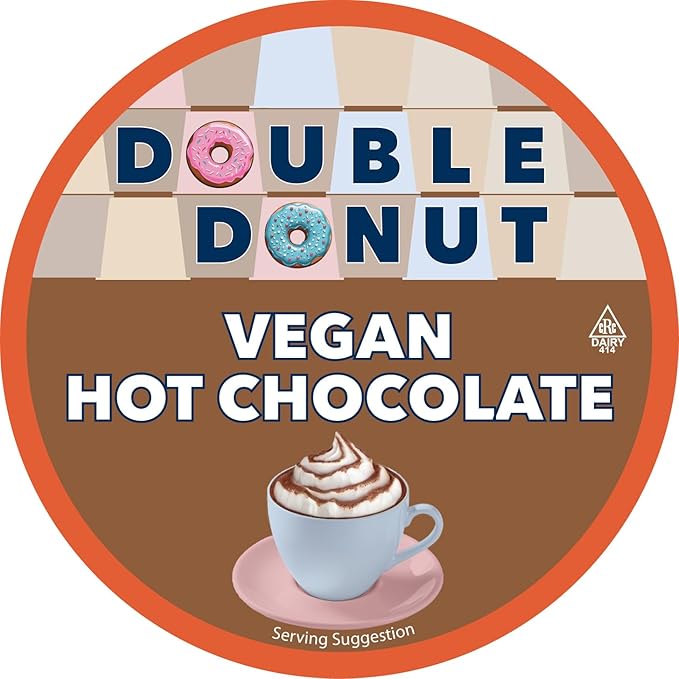 Double Donut Dairy Free Hot Chocolate Pods, Lactose Free Vegan Hot Chocolate Mix Cups For Keurig K