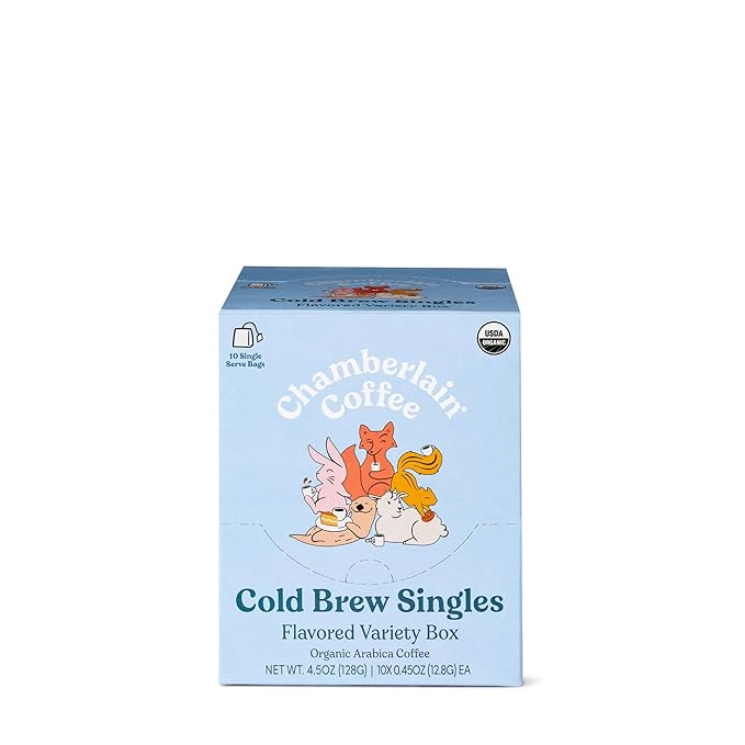 Chamberlain Coffee Flavored Cold Brew Singles Variety Pack – Brew Hot or Iced - Organic Coffee
