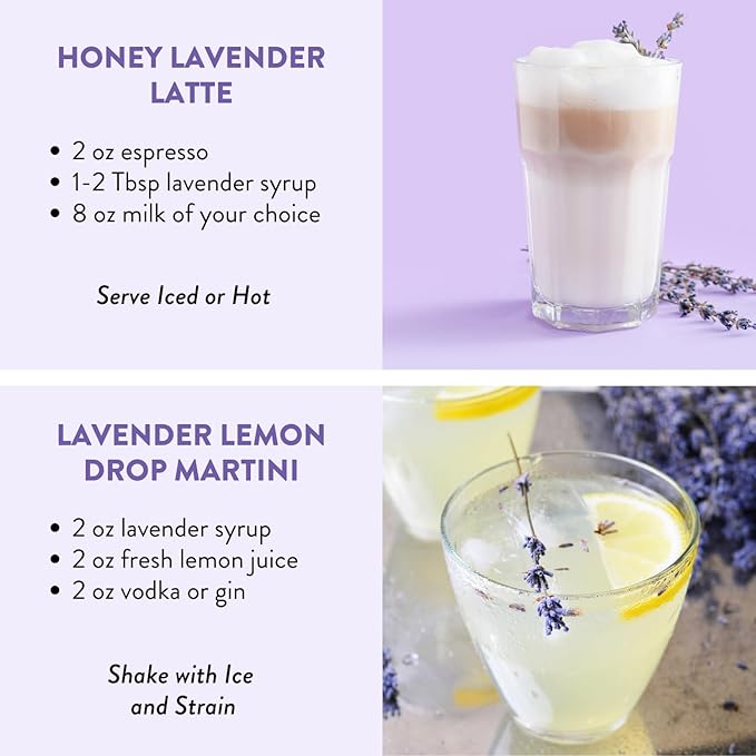 Lavender Honey Simple Syrup for Coffee, Cocktails, Tea, Matcha - Clean Simple Syrup with Real