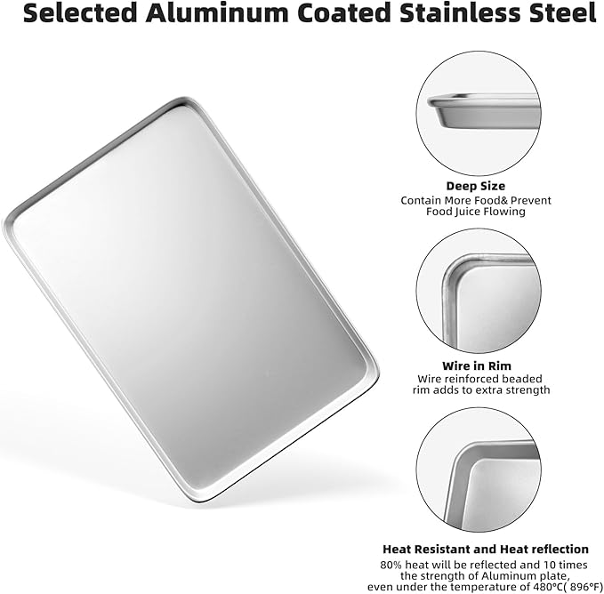 CROSSON 16× 24 Inch Cookie Sheet Pans Set of 12-Baking Tray Jelly Roll Pan Set Commercial Grade