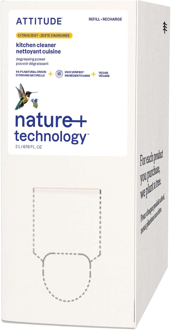 ATTITUDE Kitchen Cleaner Spray Refill, EWG Verified, Powerful Degreaser, Cuts Grease & Grime