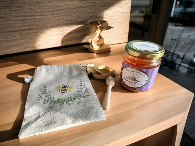 Maison Peltier 100% Unpasteurized French Raw Lavender Honey 8.8 oz - Luxury Gift Set with Wooden