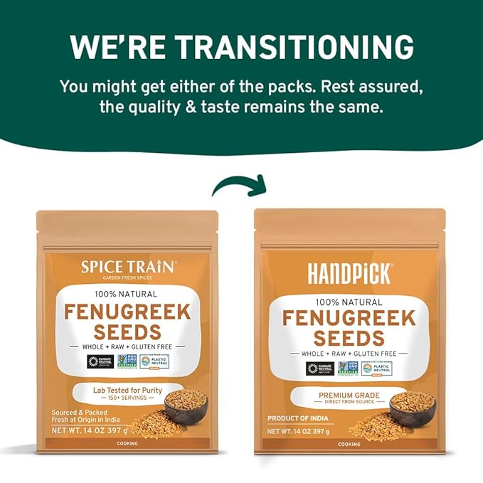 HANDPICK Fenugreek Seeds (14oz) ALL NATURAL Fenugreek - Indian Origin Whole Methi Seeds (Trigonella