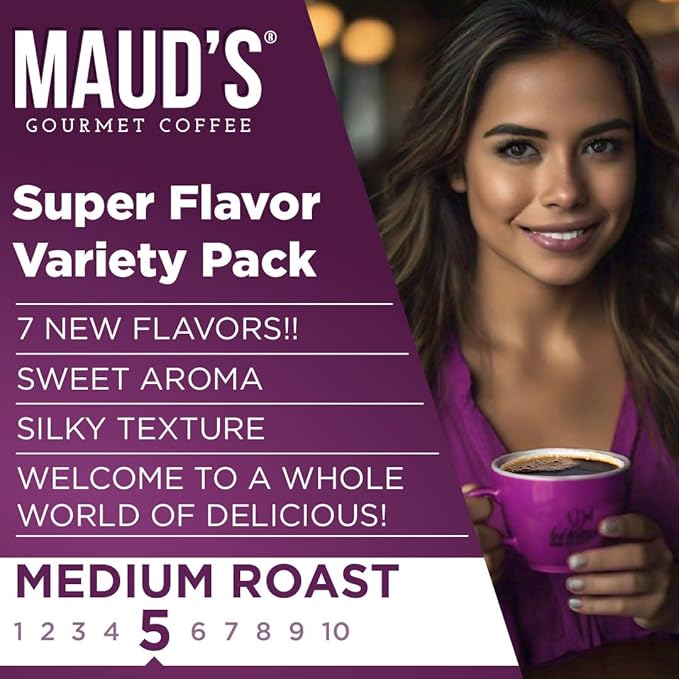 Maud's Super Flavored Coffee Pods Variety Pack, 80 ct, 16 Assorted Flavors, Medium Roast Flavored