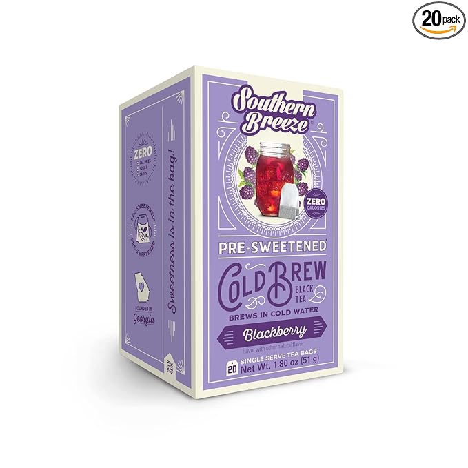 Southern Breeze Cold Brew Sweet Tea Blackberry Iced Tea with Black Tea and Zero Carbs Zero Sugar