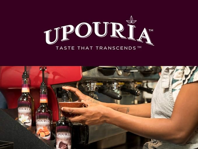 Upouria Sugar-Free Caramel Coffee Syrup Flavoring, 100% Vegan, Gluten-Free, Kosher, Keto, 750 mL