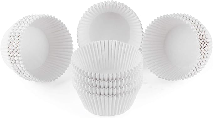 Caperci Standard White Cupcake Liners 500 Count, No Smell, Food Grade & Grease-Proof Baking Cups
