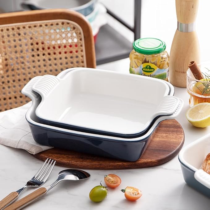 Sweejar Ceramic Baking Dish, 8 x 8 Cake Baking Pan for Brownie, Porcelain Square Bakeware with