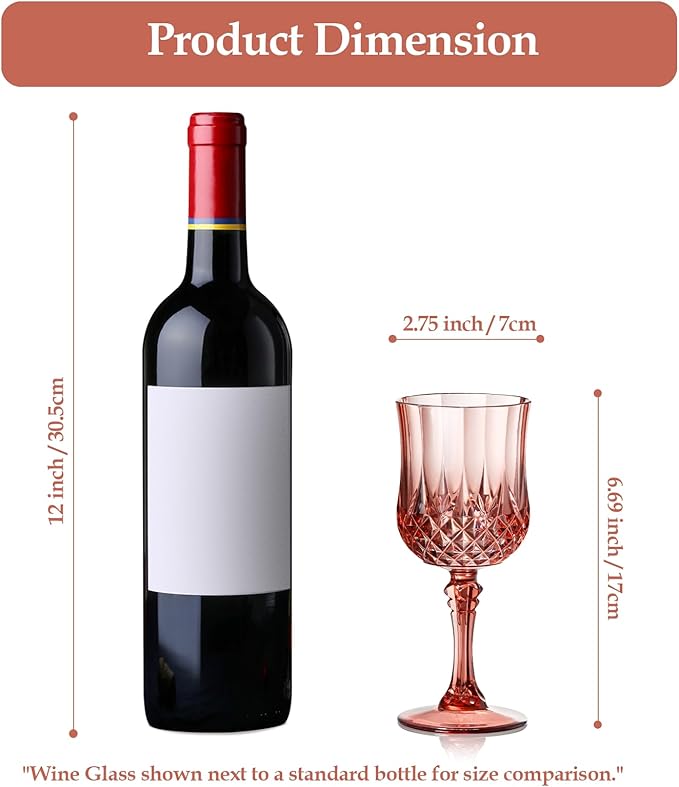 XUWAIDSGN 48 Pcs 7oz Plastic Vintage Wine Glasses Drinking Glasses Unbreakable Wedding Glassware