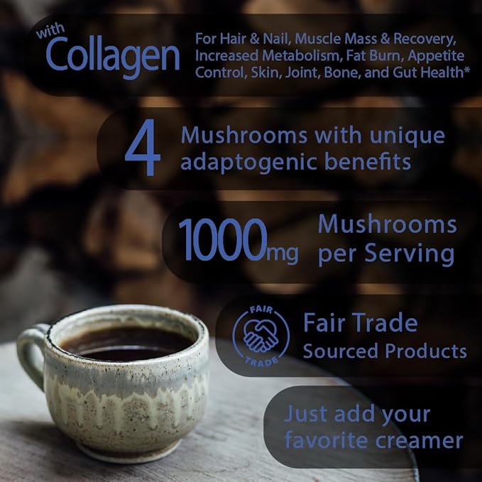 Sleep Boost Organic mushroom Instant Coffee - 10 x 9g Packets - Healthy Coffee alternative and
