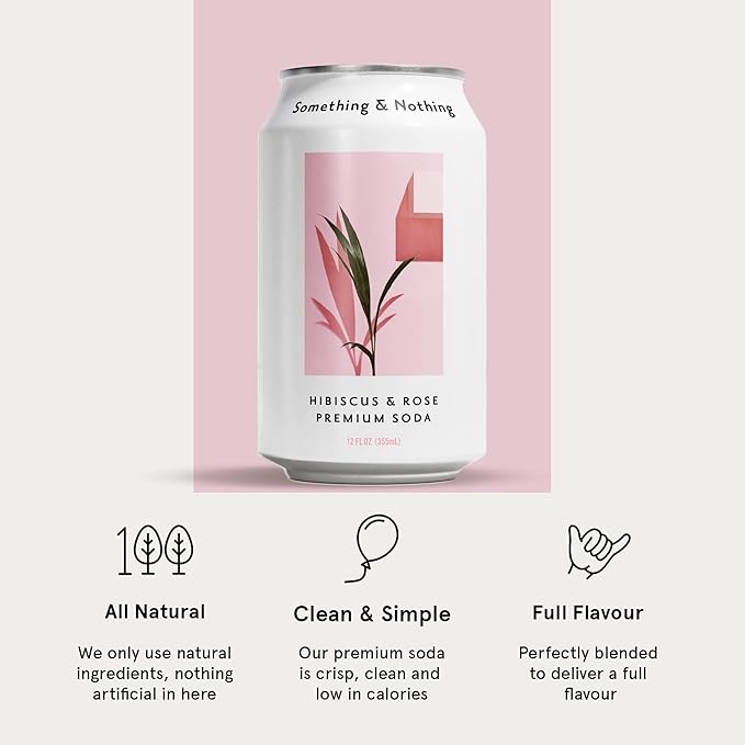 Something & Nothing Hibiscus & Rose Flavoured Sparkling Water | Lightly Carbonated, Full Flavoured